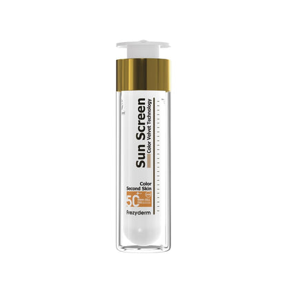 FrezyDerm Sun Screen Velvet Crema Orotectora Solar Facial SPF 50+ con color Textura Aterciopelada, Nude