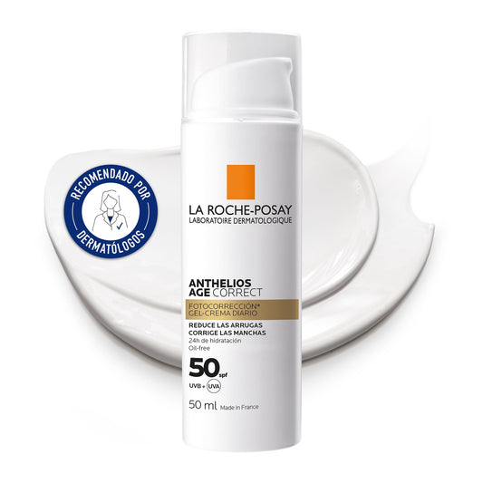 La Roche Posay Gel-Crema Protector Antiedad, Fotocorrector de Uso Diario con SPF50, Corrige Arrugas y Manchas, Mejora la Elasticidad, Fórmula con Cellox-B3 Tech, Anthelios, 50 ml