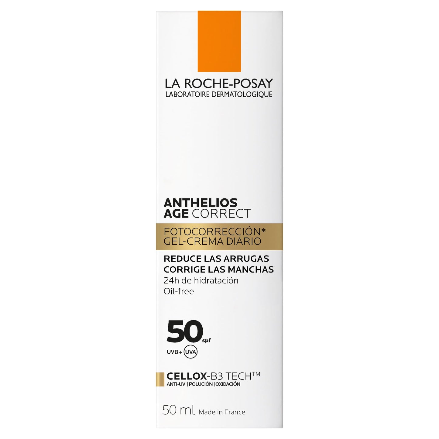 La Roche Posay Gel-Crema Protector Antiedad, Fotocorrector de Uso Diario con SPF50, Corrige Arrugas y Manchas, Mejora la Elasticidad, Fórmula con Cellox-B3 Tech, Anthelios, 50 ml