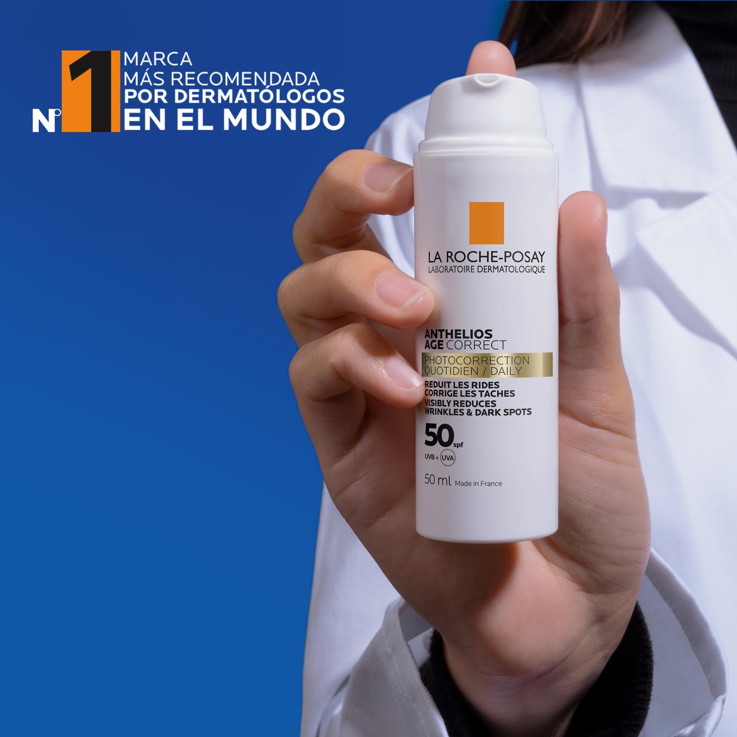 La Roche Posay Gel-Crema Protector Antiedad, Fotocorrector de Uso Diario con SPF50, Corrige Arrugas y Manchas, Mejora la Elasticidad, Fórmula con Cellox-B3 Tech, Anthelios, 50 ml