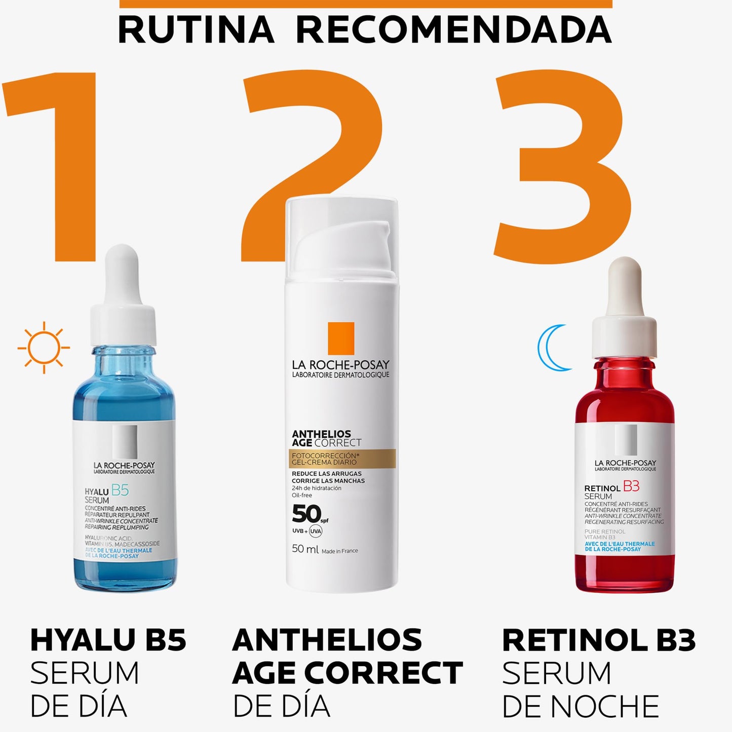 La Roche Posay Gel-Crema Protector Antiedad, Fotocorrector de Uso Diario con SPF50, Corrige Arrugas y Manchas, Mejora la Elasticidad, Fórmula con Cellox-B3 Tech, Anthelios, 50 ml